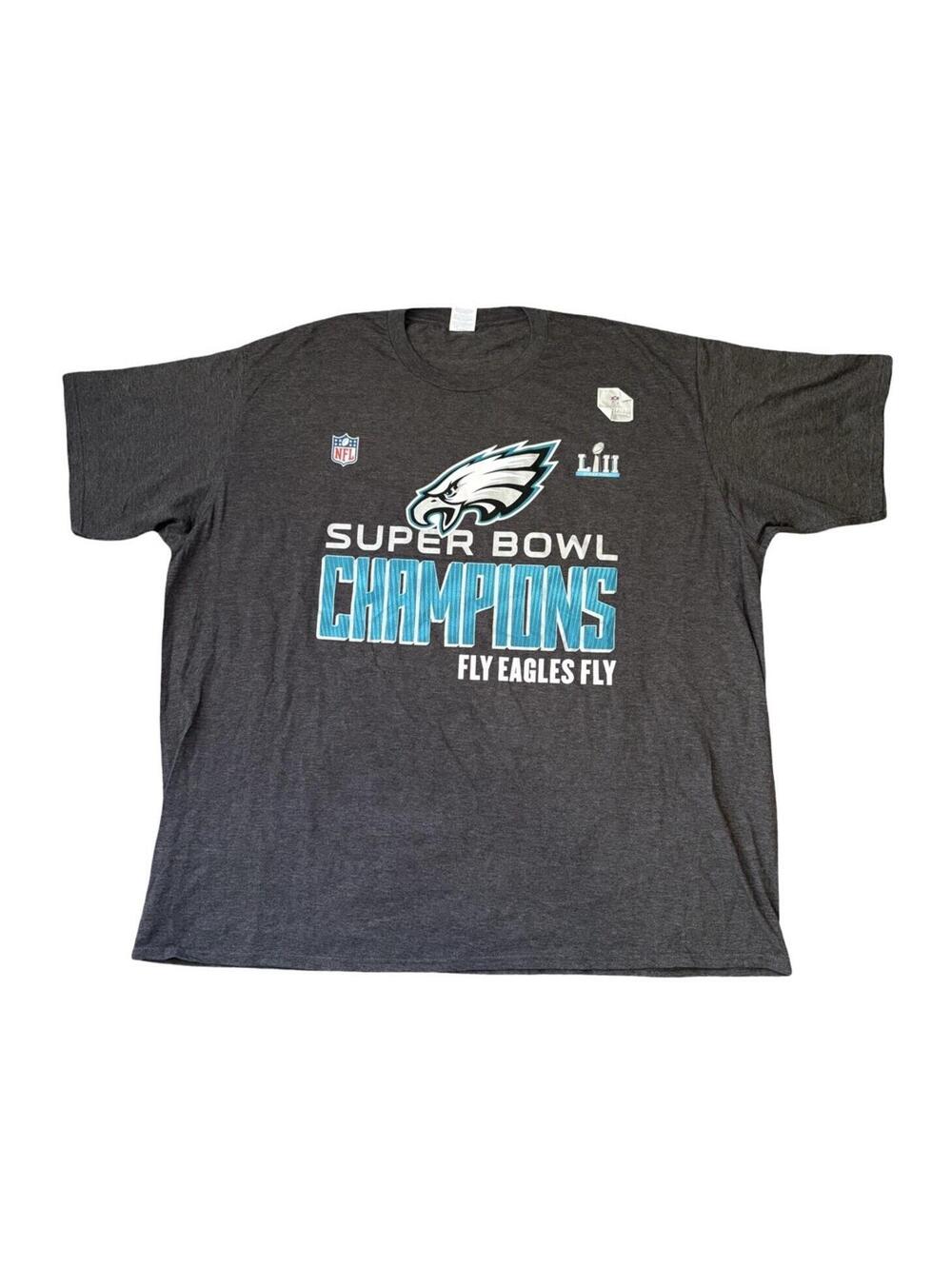 Philadelphia Eagles Port & Company Men’s Gray Tee Shirt Super Bowl Size 4XL New